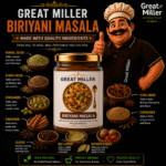 GreatMiller Biriyani Masala made with premium whole spices for authentic Kerala-style chicken, mutton and vegetable biryani.