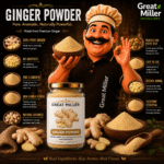 GreatMiller Ginger Powder made from 100% pure dehydrated ginger, finely ground for authentic flavor and aroma.