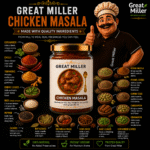GreatMiller Chicken Masala made with premium spices for authentic Kerala-style chicken curry, chicken roast and grilled chicken.