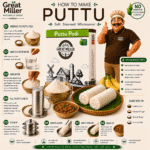 GreatMiller Puttu Podi premium Kerala rice flour for making soft, fluffy, and authentic traditional puttu at home.