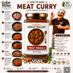 GreatMiller Meat Masala Powder pack for making flavorful Kerala-style mutton, beef, and meat curries with aromatic spices.