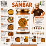GreatMiller Sambar Powder made with premium spices for preparing authentic, aromatic, and delicious South Indian sambar.
