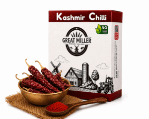 GreatMiller Kashmiri Kaddi Chilli premium whole dried Kashmiri red chillies with vibrant natural color and mild spice