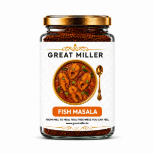 GreatMiller Fish Masala powder pack with aromatic spices used for preparing Kerala-style fish curry and fish fry
