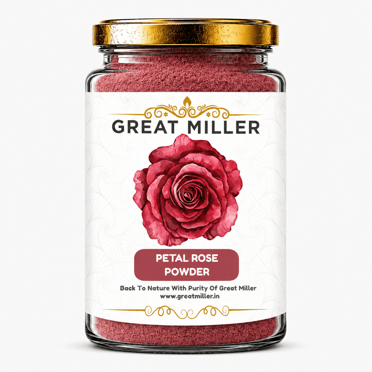 GreatMiller Rose Petal Powder – Pure Natural Dried Rose Flower Powder for Skincare & Herbal Use