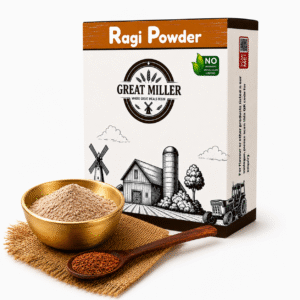 Premium ragi flour made from finely ground finger millet for healthy porridge, dosa, roti, and traditional South Indian recipes