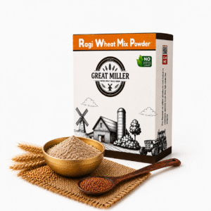 Healthy wheat and ragi mix flour made from whole wheat and finger millet for soft chapati, dosa, and nutritious everyday cooking