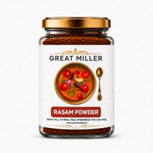 GreatMiller Rasam Powder pack with aromatic South Indian spices used for preparing traditional Kerala and Tamil-style rasam