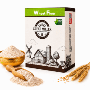 Premium whole wheat flour in a clean product pack made from finely ground wheat for soft chapati and roti preparation