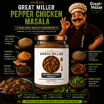 GreatMiller Pepper Chicken Masala made with coriander, turmeric, black pepper, fennel, garam masala and curry leaves