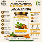 GreatMiller Ashwagandha Turmeric Pepper Golden Mix made with Ashwagandha, turmeric, and black pepper to support immunity, stress relief, energy, and overall wellness.