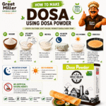 GreatMiller Dosa Powder pack for making soft, crispy South Indian dosas. Premium breakfast mix made from carefully selected ingredients.