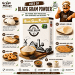 GreatMiller Black Gram Powder made from premium quality urad dal, finely ground for idli, dosa, vada, papad, and traditional Indian recipes.